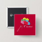 Je' tijd (ik hou van je) vierkante button 5,1 cm (Voorkant /achterkant)