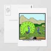 Je tijd verspillen: Peacock-Cartoon Briefkaart (Voorkant / Achterkant)