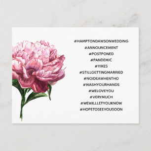 Je top 12 Hashtags Peony Postponed Wedding Briefkaart