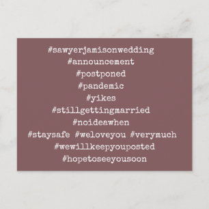 Je top 12 Hashtags Postponed Wedding Dusty Roos Briefkaart