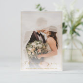 Je trouwfoto, gouden script en rand bedankkaart (Staand voorkant)