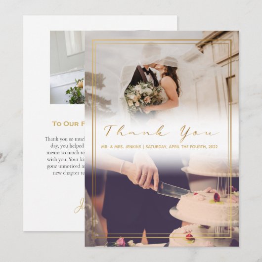 Je trouwfoto, met een flauw effect bedankt je kaar (Voorkant / Achterkant)
