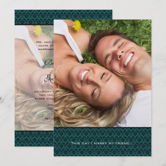 Je uitnodiging voor het huwelijk op foto's - Ik tr (Voorkant / Achterkant)