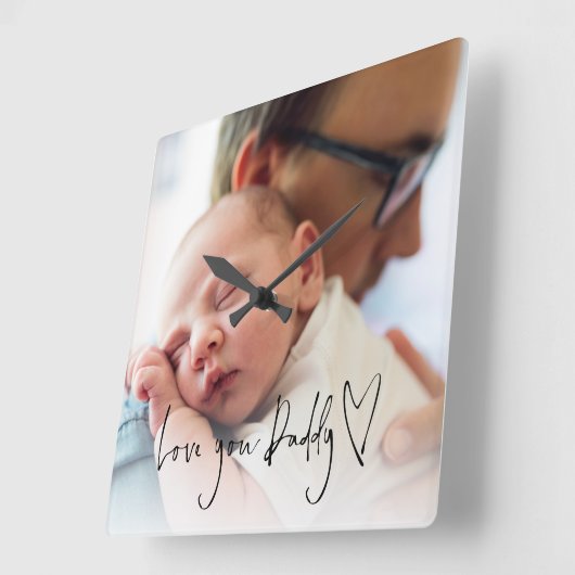 Je vader Nieuwe Papa Aangepaste Baby Foto Vierkante Klok (Hoek)