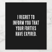 Je veertiger jaren zijn verlopen, 50ste verjaardag wijn etiket (Enkel label)