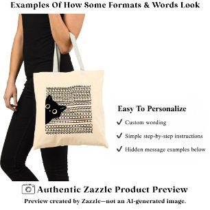 Je Verborgen Bericht & Naam, Kattenliefhebber Tote Bag