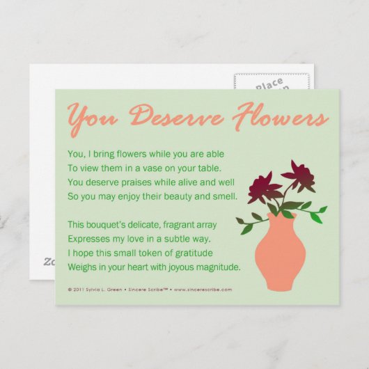 Je verdient bloemen briefkaart (Voorkant / Achterkant)