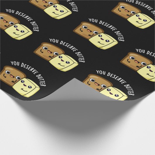 Je verdient Butter Funny Food Pun Dark BG Cadeaupapier (Hoek)