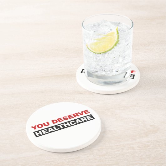 Je verdient gezondheidszorg zandsteen onderzetter (Zijkant)