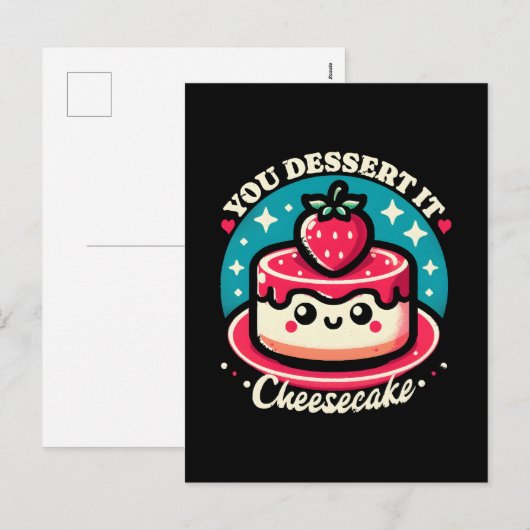 Je verdient het - Cheesecake Kawaii Feestdagenkaart (Voorkant / Achterkant)