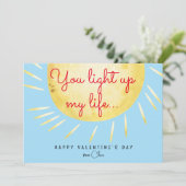 Je verlicht mijn leven grappige Valentijnsdag Feestdagenkaart (Staand voorkant)