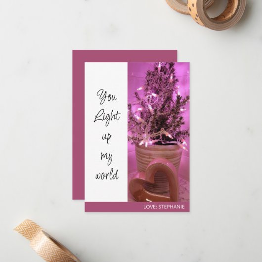 Je verlicht mijn wereld Valentijnsdag Note Kaart Notitiekaartje (Voorkant / Achterkant in situ)