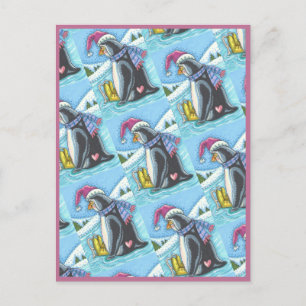 JE VERMIST, LANG HARTPENGUIN WIT-HOLIDAY BRIEFKAART