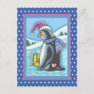 JE VERMIST, LANG HARTPENGUIN WIT-HOLIDAY BRIEFKAART