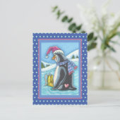JE VERMIST, LANG HARTPENGUIN WIT-HOLIDAY BRIEFKAART (Staand voorkant)