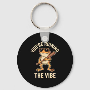 Je Verpest De Sfeer Funny Frog Met Bat Retro Sleutelhanger
