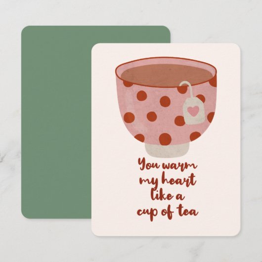 Je verwarmt mijn hart als een kopje thee notitiekaartje (Voorkant / Achterkant)
