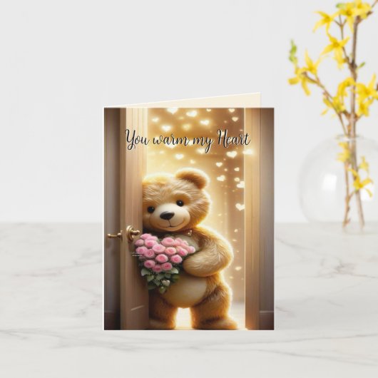 Je verwarmt mijn hart - Teddybeerliefde Kaart (Gele Bloem)