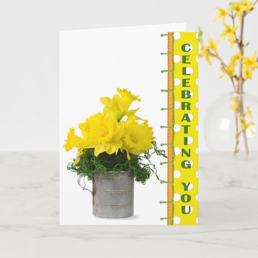 Je vieren kaart (Gele Bloem)