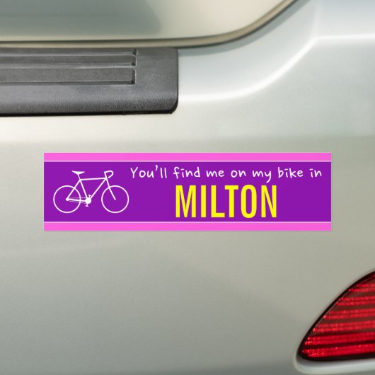 "Je vindt me op mijn fiets in MILTON" (Canada) Bumpersticker (Op auto)