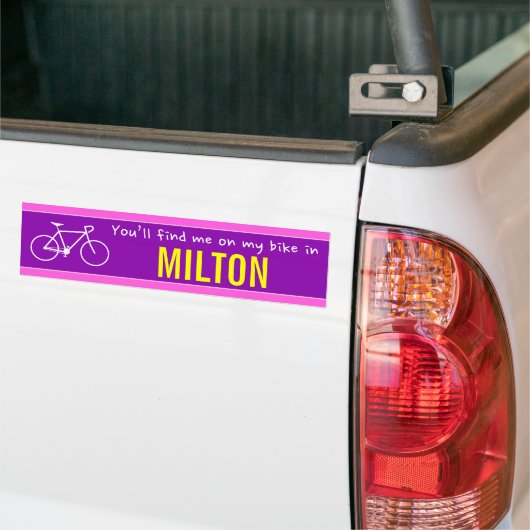"Je vindt me op mijn fiets in MILTON" (Canada) Bumpersticker (Op Truck)