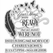 Je vleugels waren klaar In Loving Memory van Sticker (Voorkant)