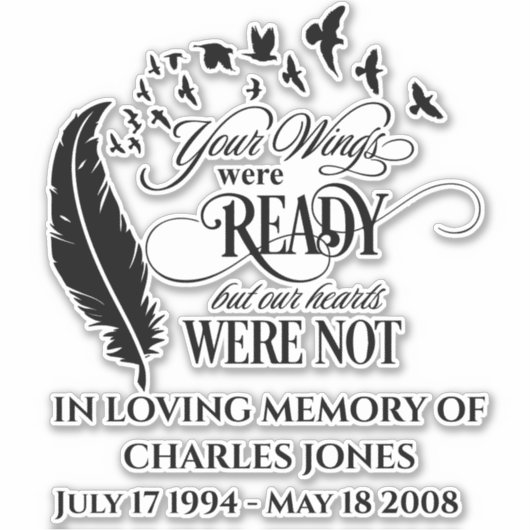 Je vleugels waren klaar In Loving Memory van Sticker (Voorkant)