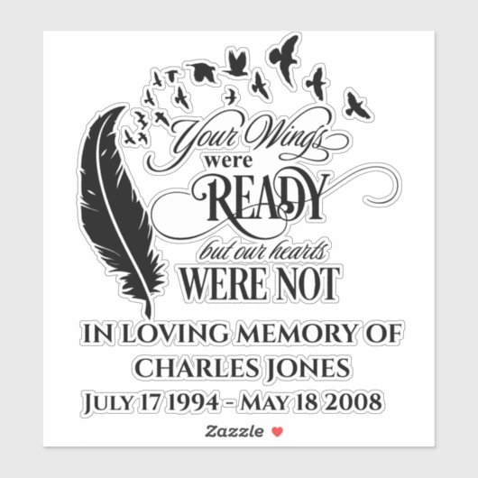 Je vleugels waren klaar In Loving Memory van Sticker (Vel)