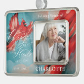 Je vleugels waren klaar, rode kardinaal gedenkfoto verzilverd omlijst ornament (Links)