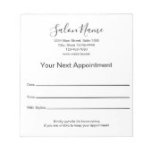 Je volgende afspraak Schoonheidssalon Zwart en Wit Notitieblok (Voorkant)