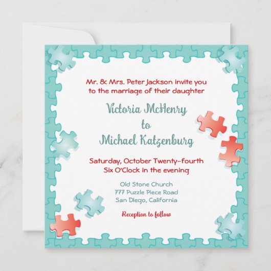 Je voltooit me Jigsaw Puzzle Wedding Kaart (Voorkant)