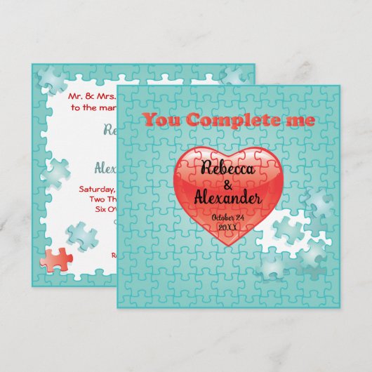 Je voltooit me puzzel bruiloft Uitnodigingen (Voorkant / Achterkant)