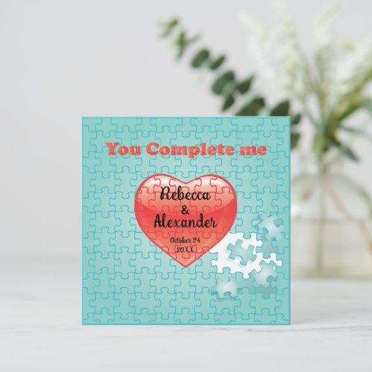 Je voltooit me puzzel bruiloft Uitnodigingen (Staand voorkant)