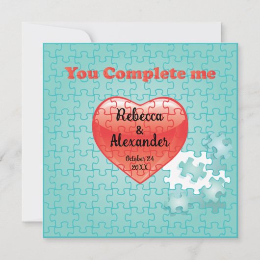 Je voltooit me puzzel bruiloft Uitnodigingen (Voorkant)