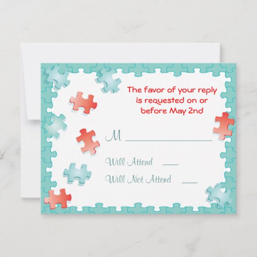 Je voltooit me puzzel Wedding RSVP Kaarten Kaartje (Voorkant)