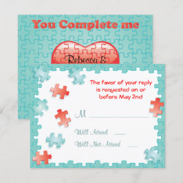 Je voltooit me puzzel Wedding RSVP Kaarten Kaartje