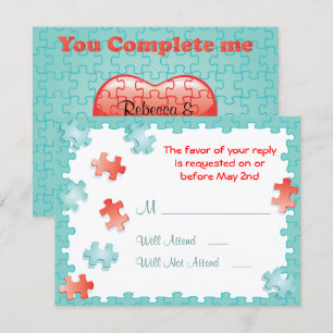 Je voltooit me puzzel Wedding RSVP Kaarten Kaartje