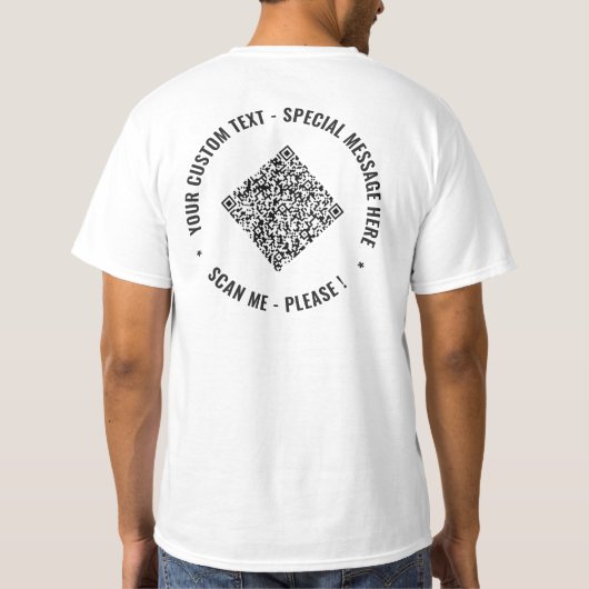 Je Voorbeeld T-Shirt met Aangepaste Tekst en QR Co (Achterkant)