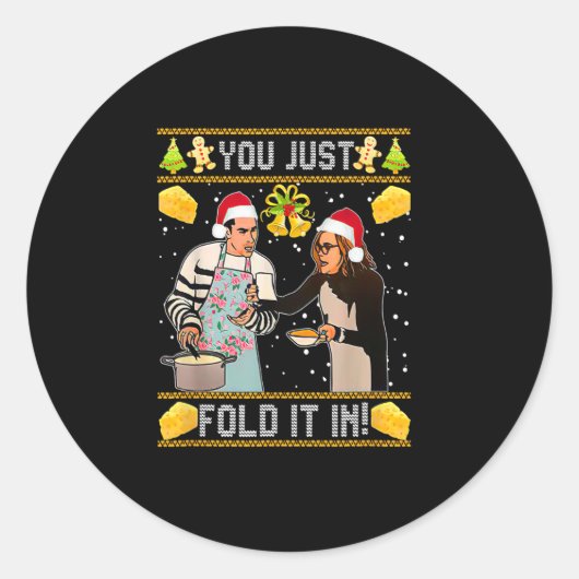 Je vouwt het gewoon in Kerstmis Ronde Sticker (Voorkant)