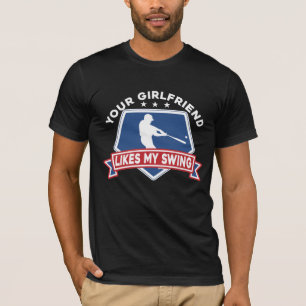 Je Vriendin houdt van mijn swing Baseball Player T-shirt