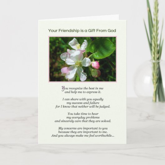 Je vriendschap is een cadeau van God Kaart (Voorkant)