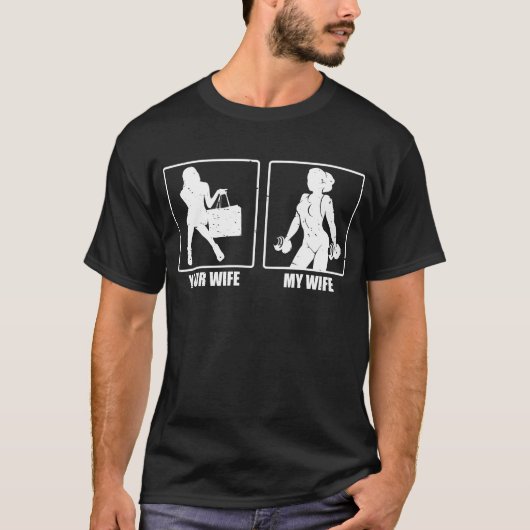 Je vrouw m'n vrouw tilt het gewicht op.  t-shirt (Voorkant)