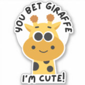 Je wed Giraffe dat ik Schattige waterdicht ben Sticker (Voorkant)