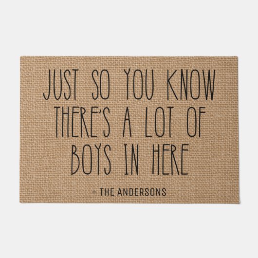 Je weet dat er een hoop jongens in zitten deurmat (Voorkant)