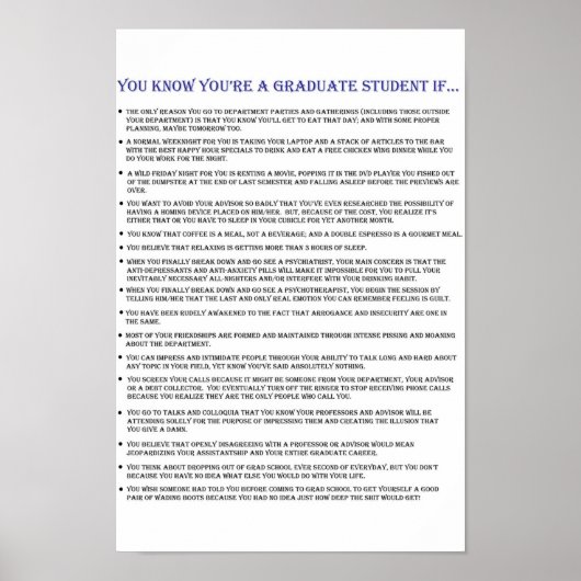 Je weet dat je een Afstuderen student bent als... Poster (Voorkant)