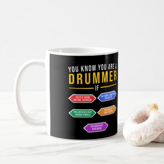 Je weet dat je een drummer bent als drummer muzika koffiemok (Met donut)