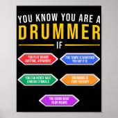 Je weet dat je een drummer bent als drummer muzika poster (Voorkant)