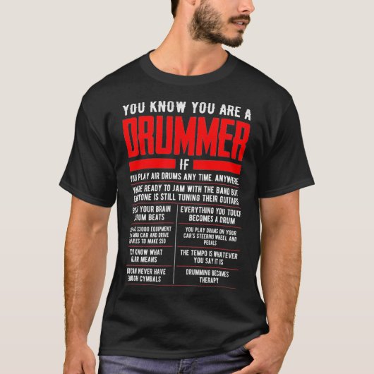 Je weet dat je een drummer bent als drumsticks dru t-shirt (Voorkant)