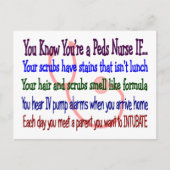 "Je weet dat je een Peds Zuster bent als..." Briefkaart (Voorkant)