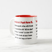 Je weet dat je een psychiatrische verpleegster ben tweekleurige koffiemok (Voorkant links)